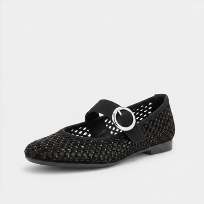 D0K18 Black Suede Ballet Flats