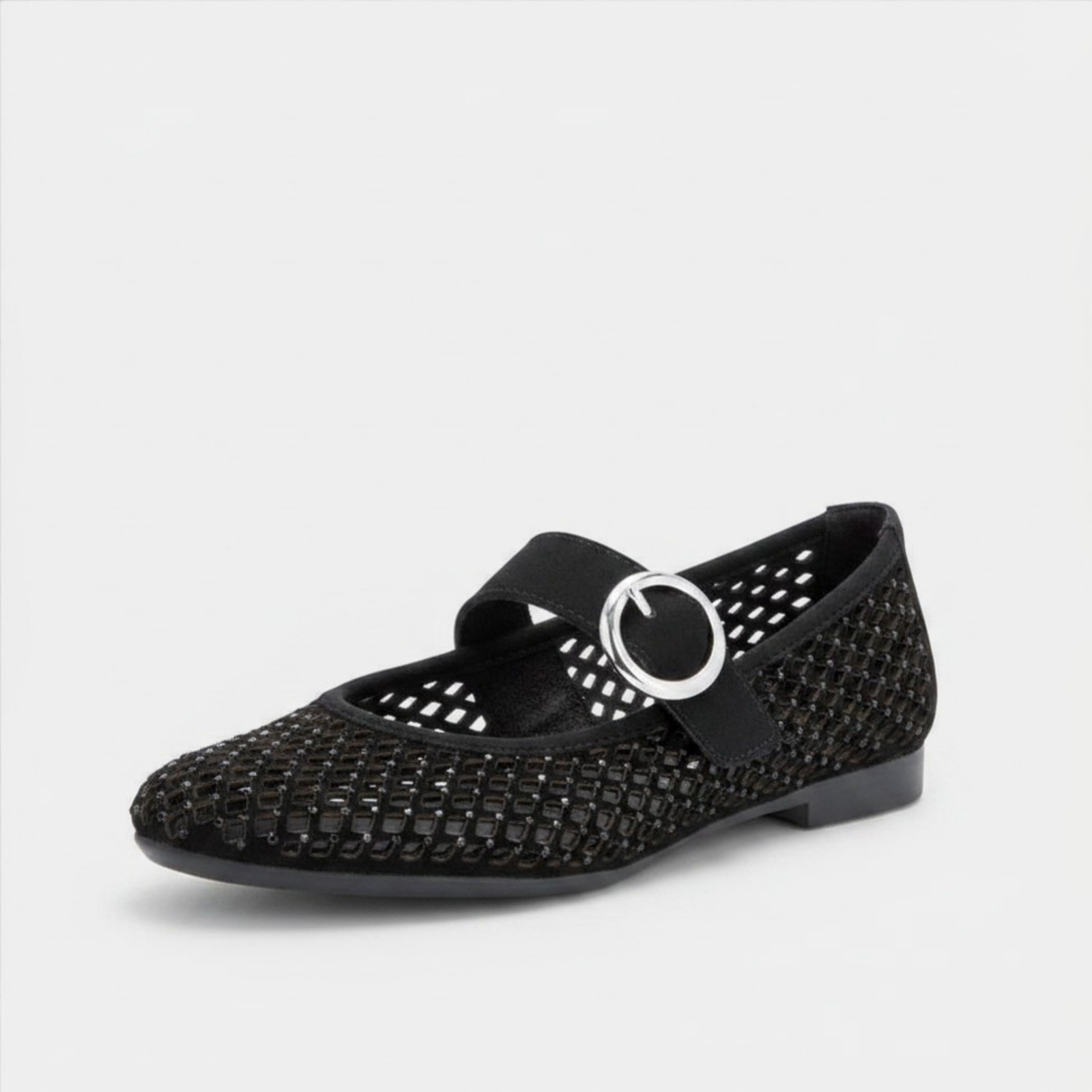 D0K18 Black Suede Ballet Flats