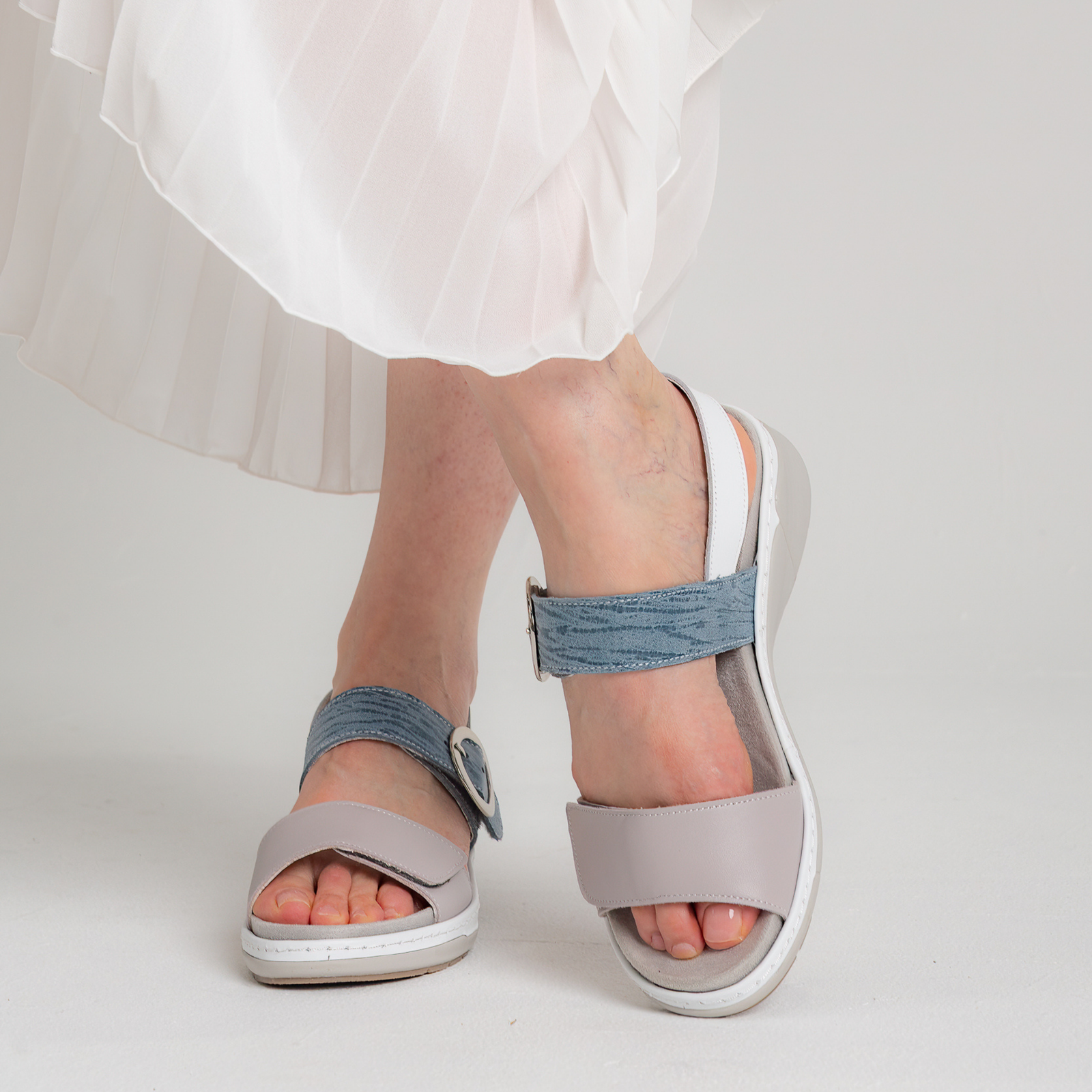 Dixie White Multi Leather Sandals