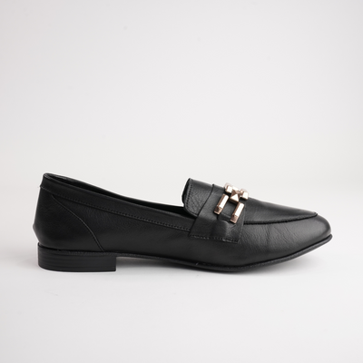Gyor Black Leather Loafers