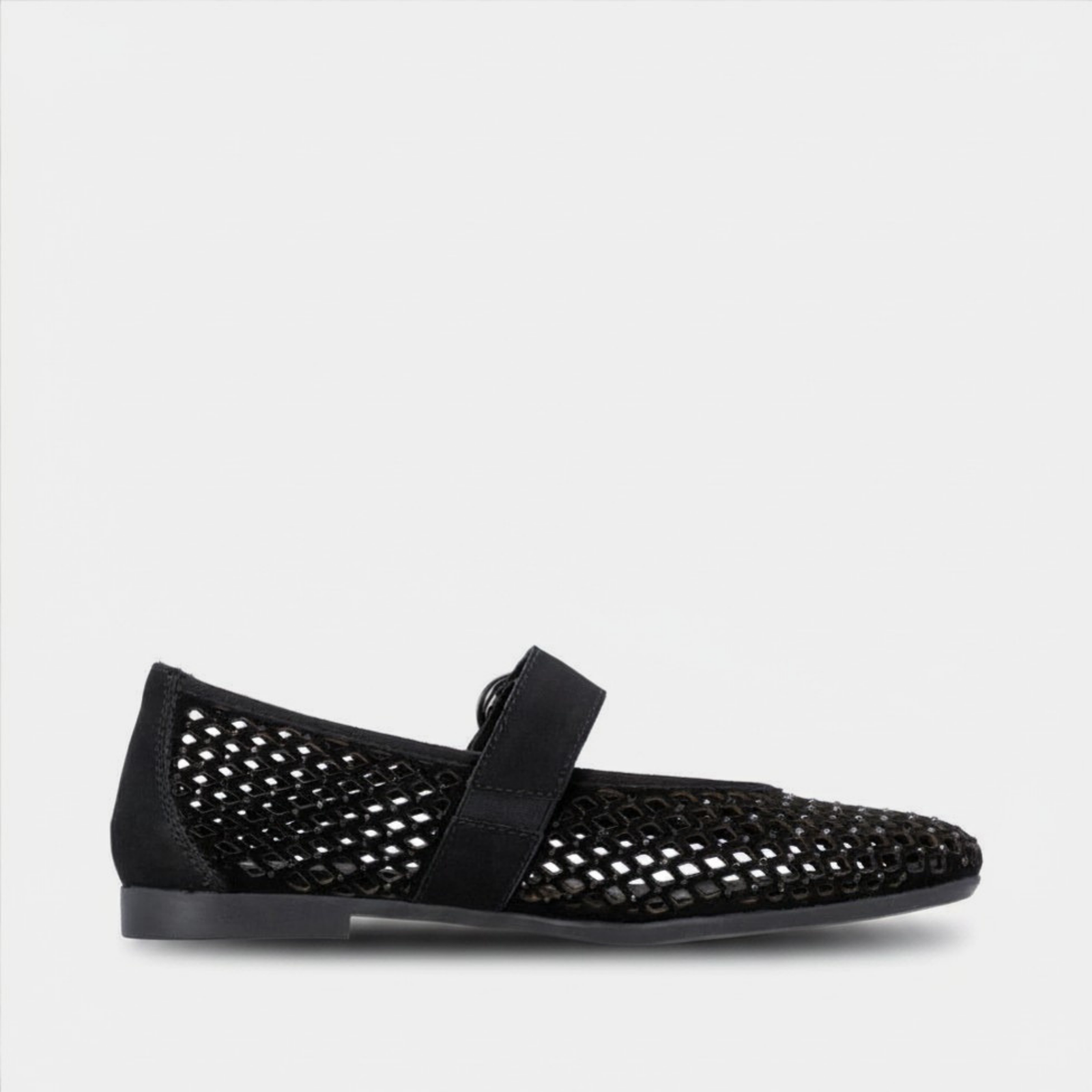 D0K18 Black Suede Ballet Flats