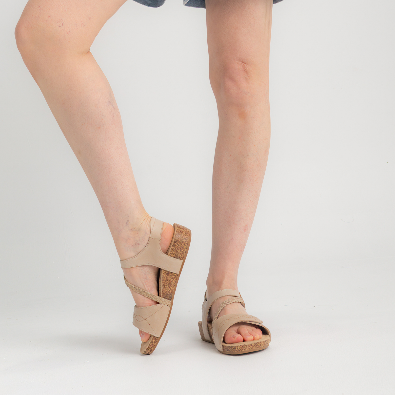 Fog Cement Leather Sandals