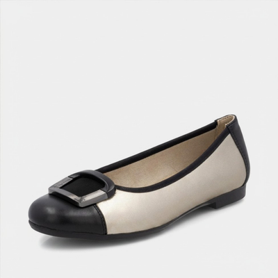 D0K12 Black/ Pale Gold Ballet Flats