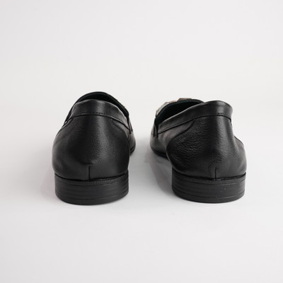 Gyor Black Leather Loafers