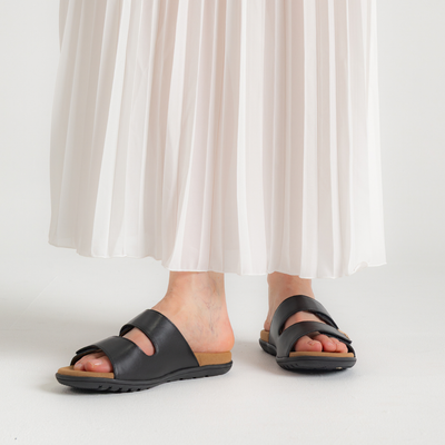 Tribe Black Leather Slides