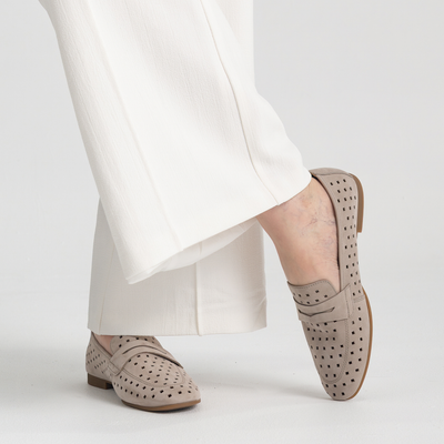Dorothy Linen Nubuck Leather Loafers