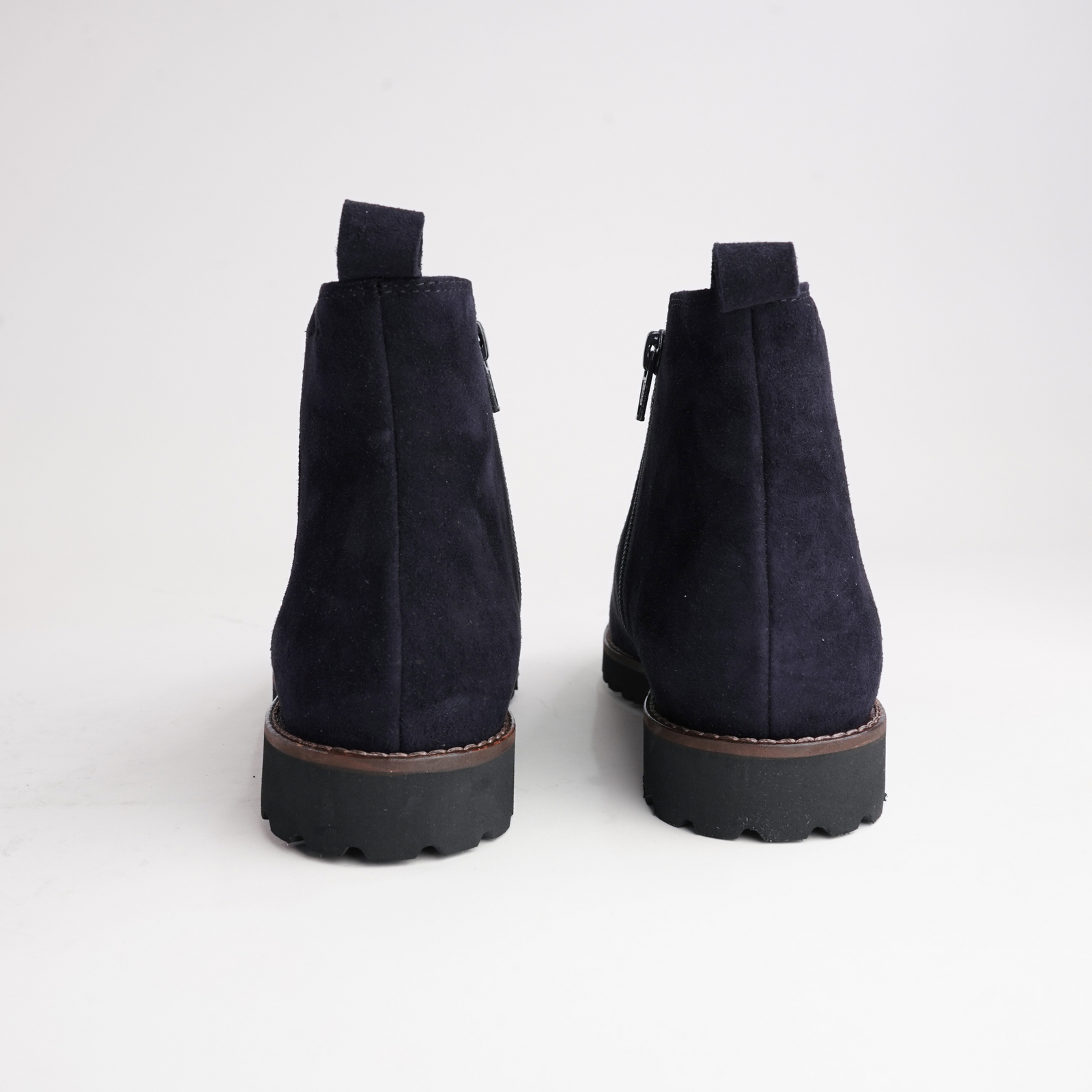 Meredith701 Navy Suede Leather Ankle Boots