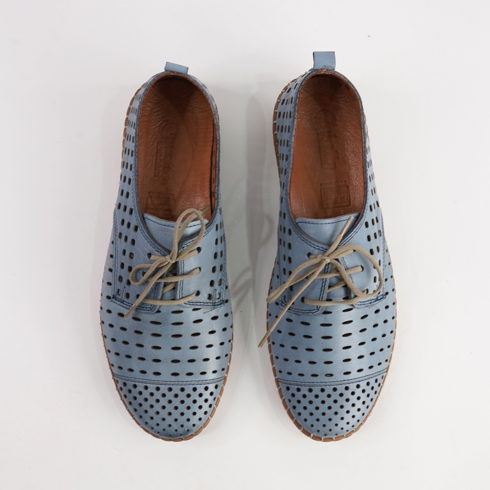 Kroon Denim Leather Lace Up Flats