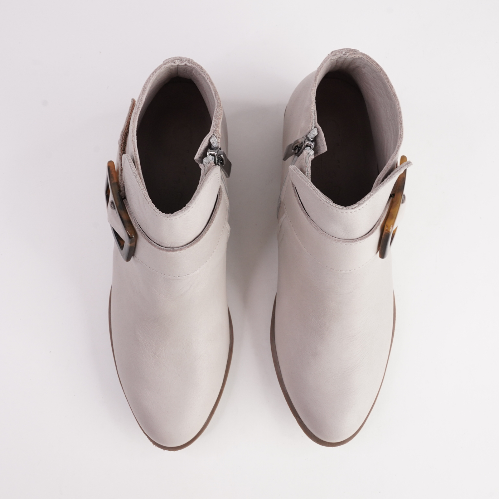 EG230 Taupe Leather Ankle Boots