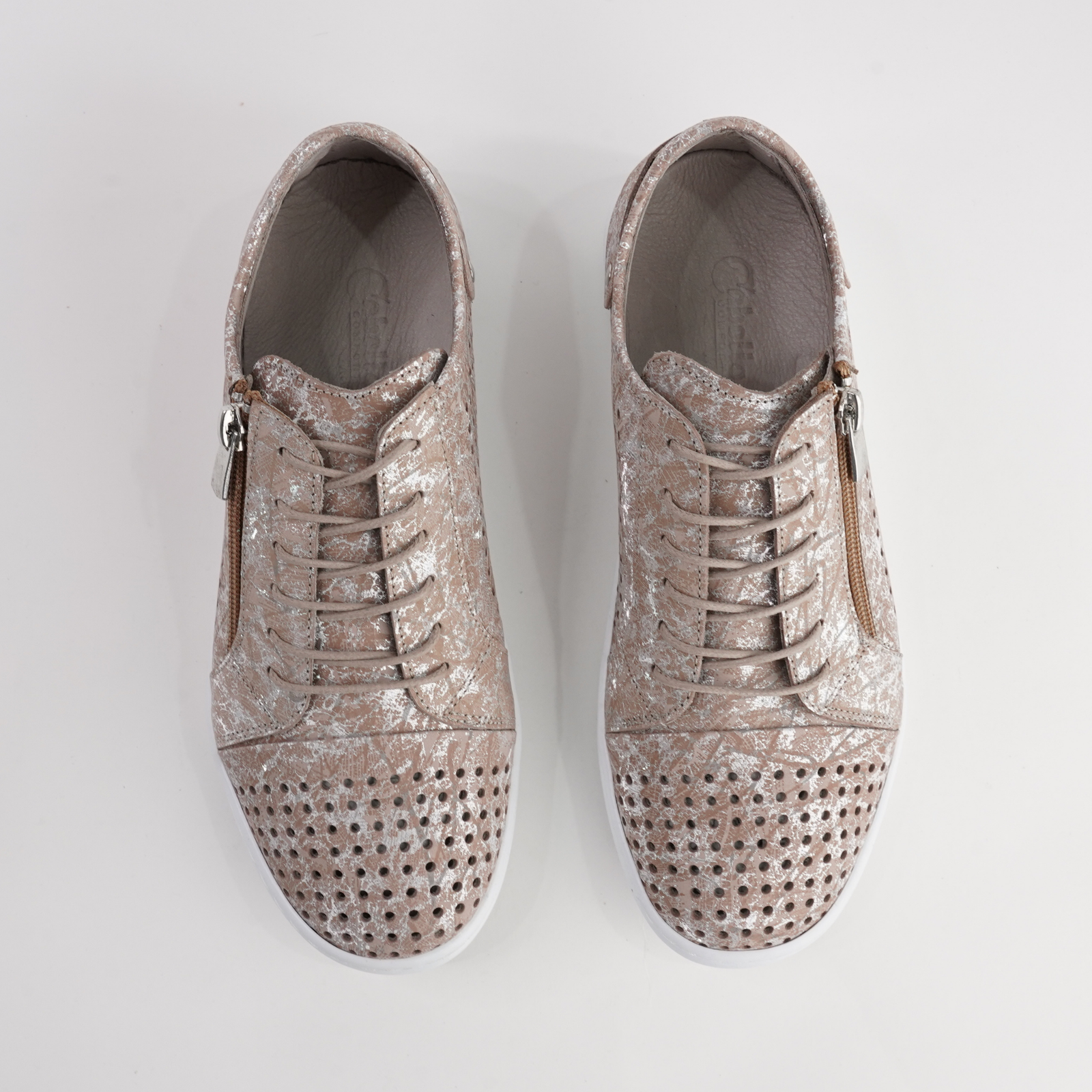Eg17p Taupe Print Leather Sneakers
