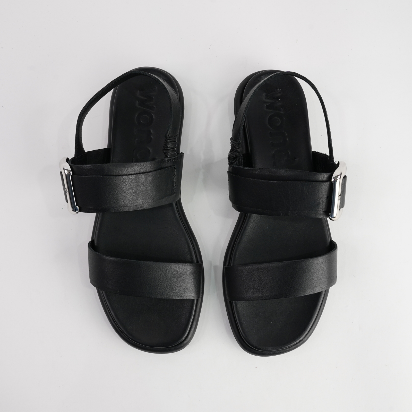 Bay Black Leather Sandals