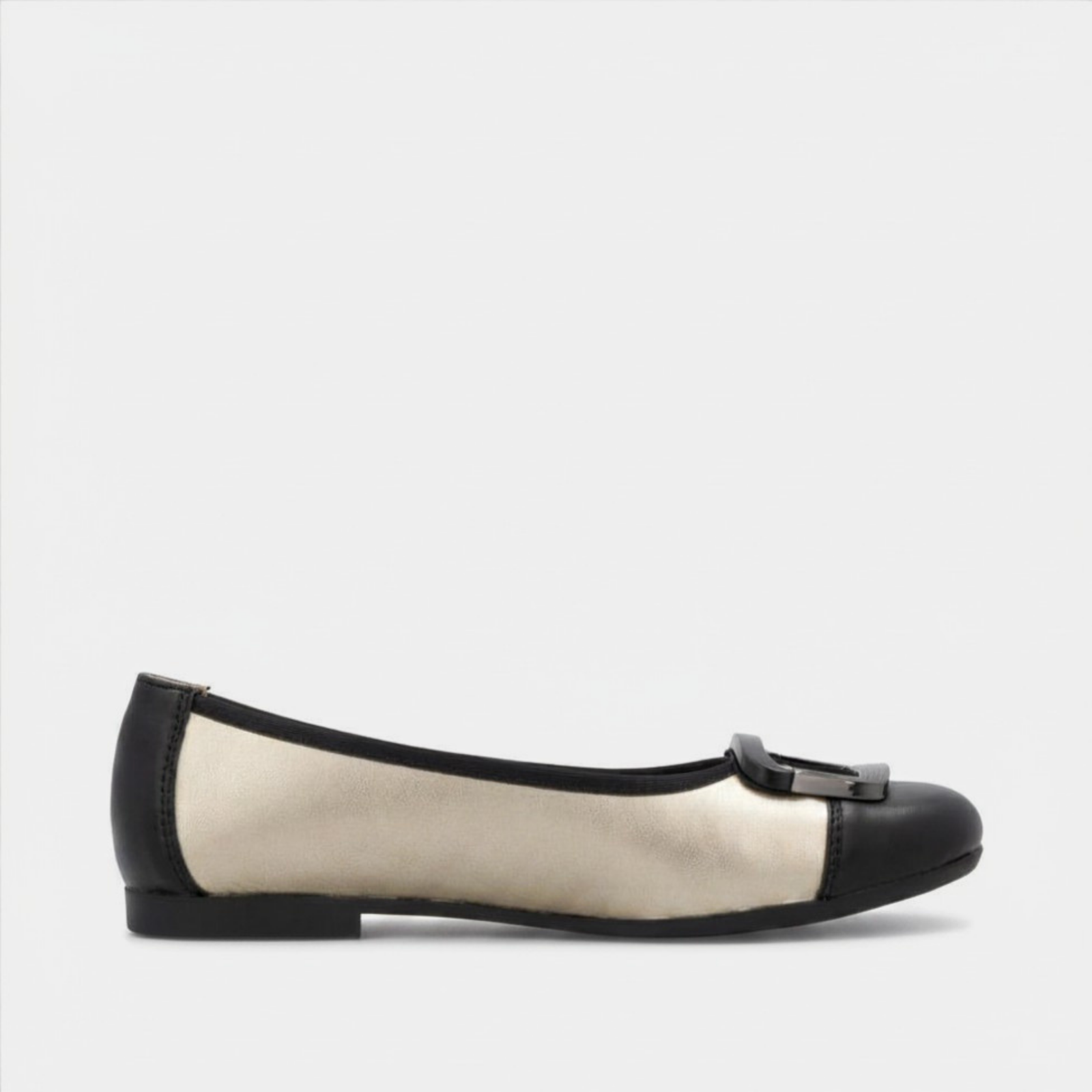 D0K12 Black/ Pale Gold Ballet Flats