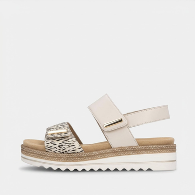 D0Q59 Beige/Gold Sandals