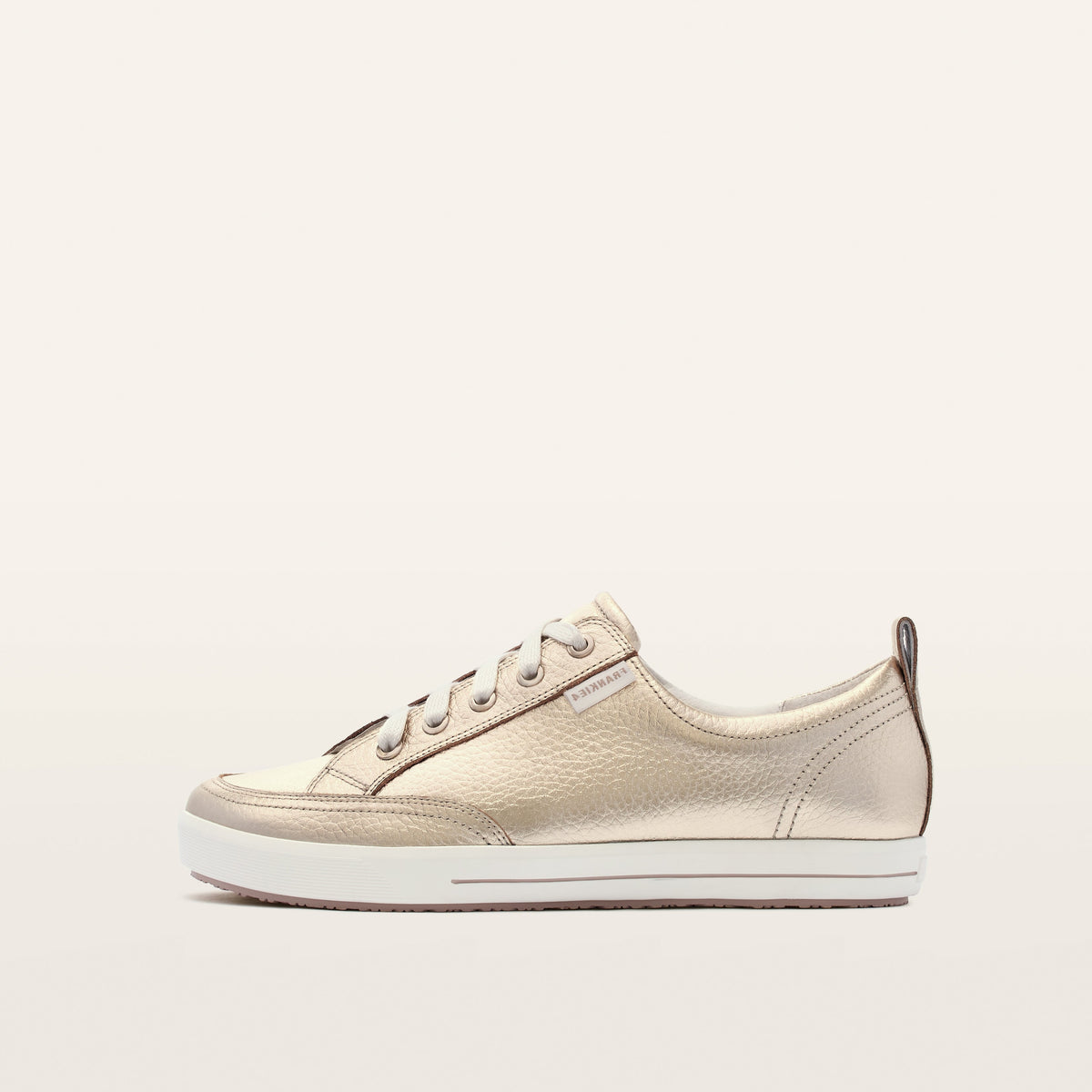 Ellie V White Gold Leather Sneakers