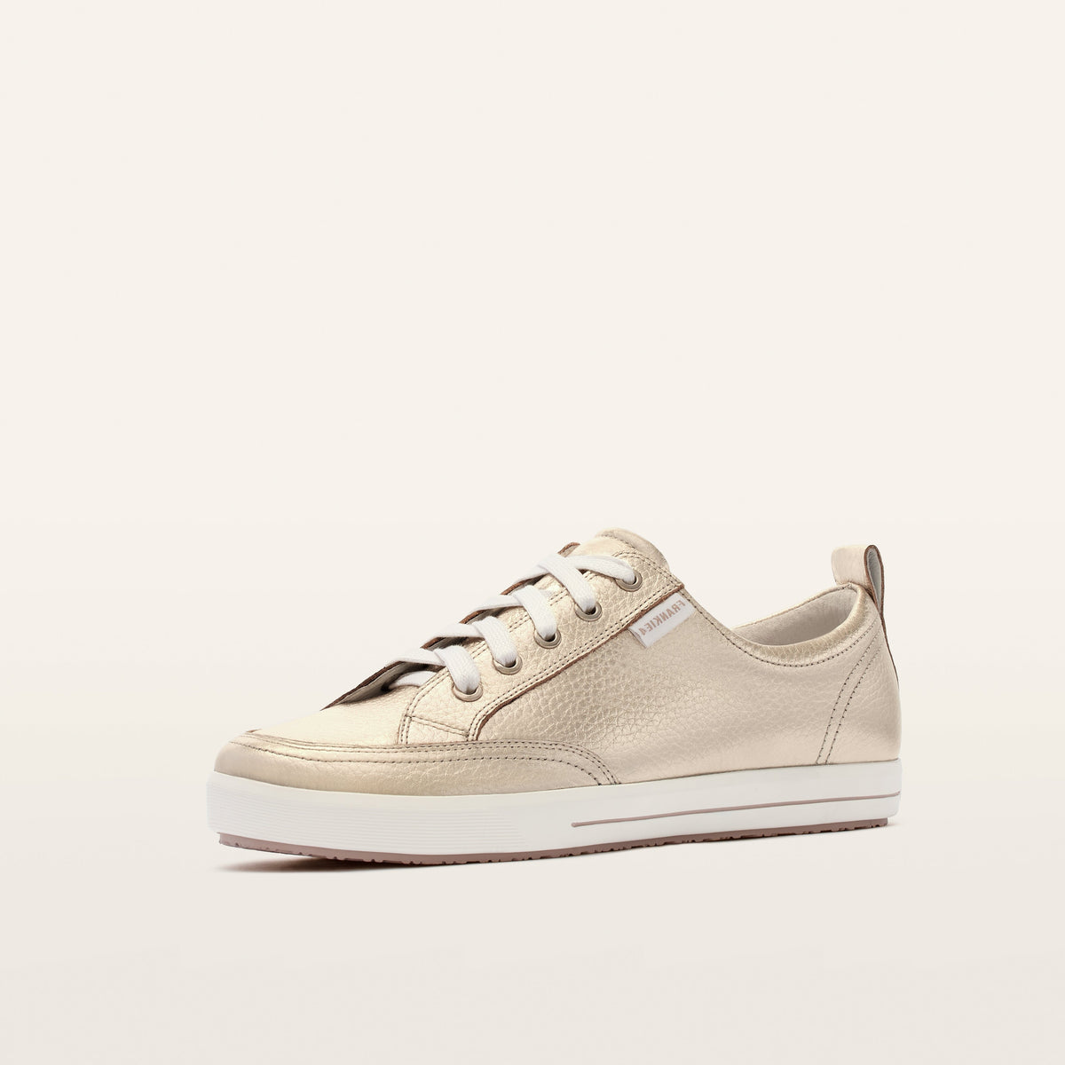 Ellie V White Gold Leather Sneakers