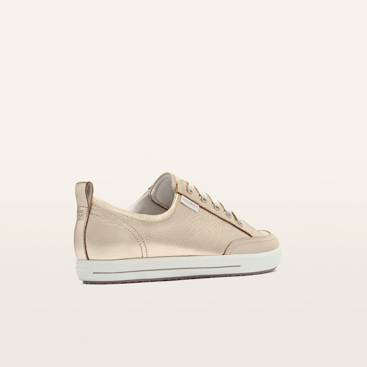 Ellie V White Gold Leather Sneakers