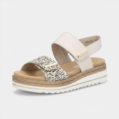 D0Q59 Beige/Gold Sandals