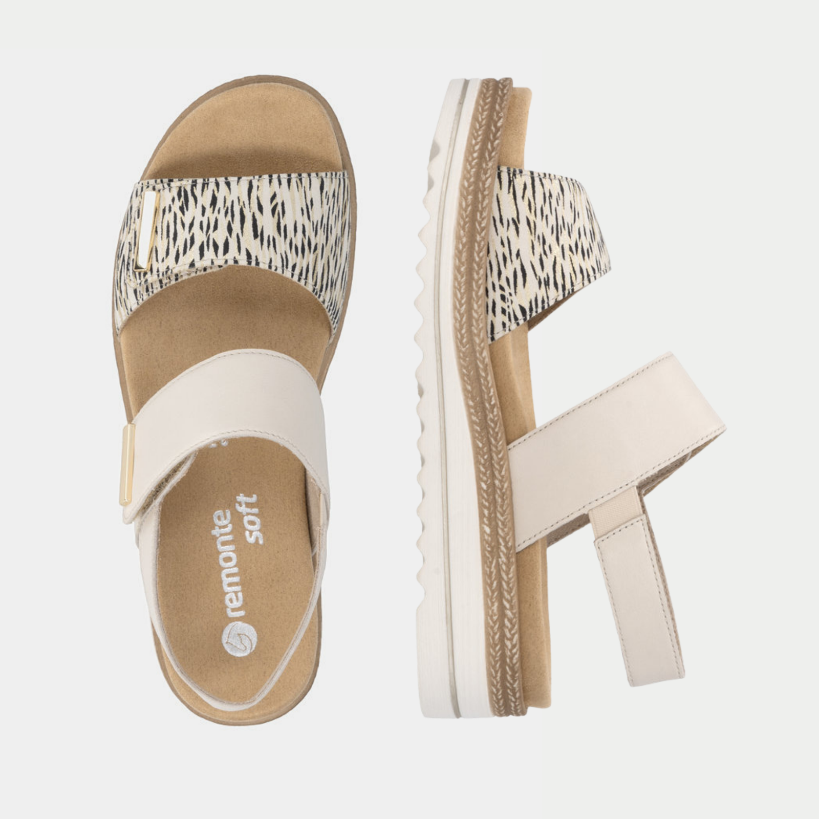 D0Q59 Beige/Gold Sandals