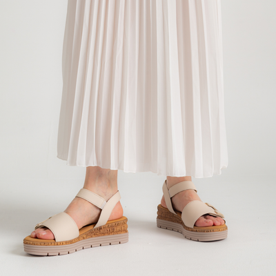Inez Creme Leather Sandals