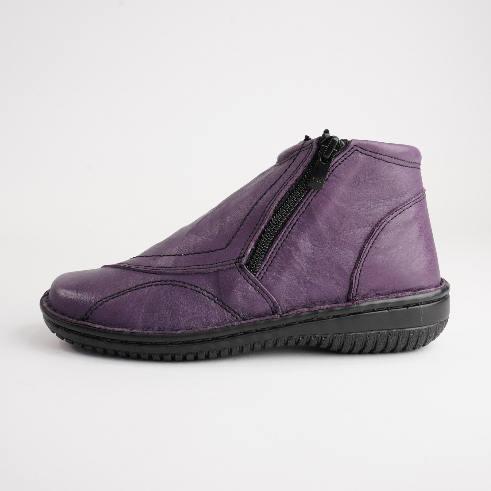5250-27 Purple Leather Ankle Boots
