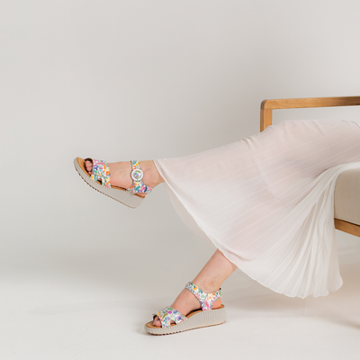 Tina Floral Leather Sandals