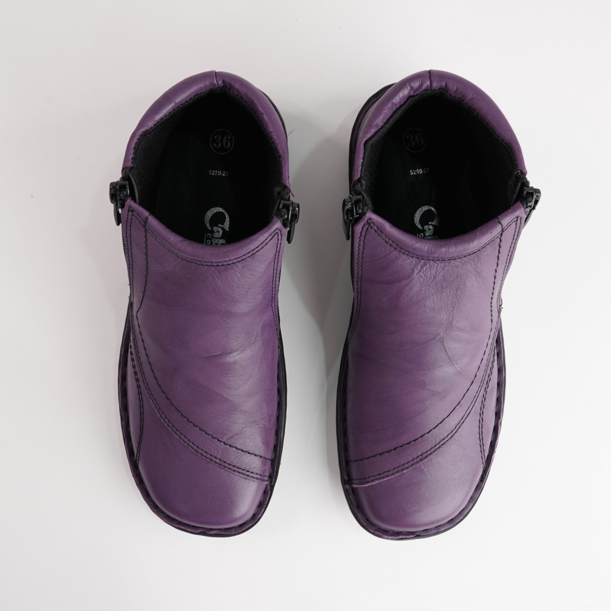 5250-27 Purple Leather Ankle Boots