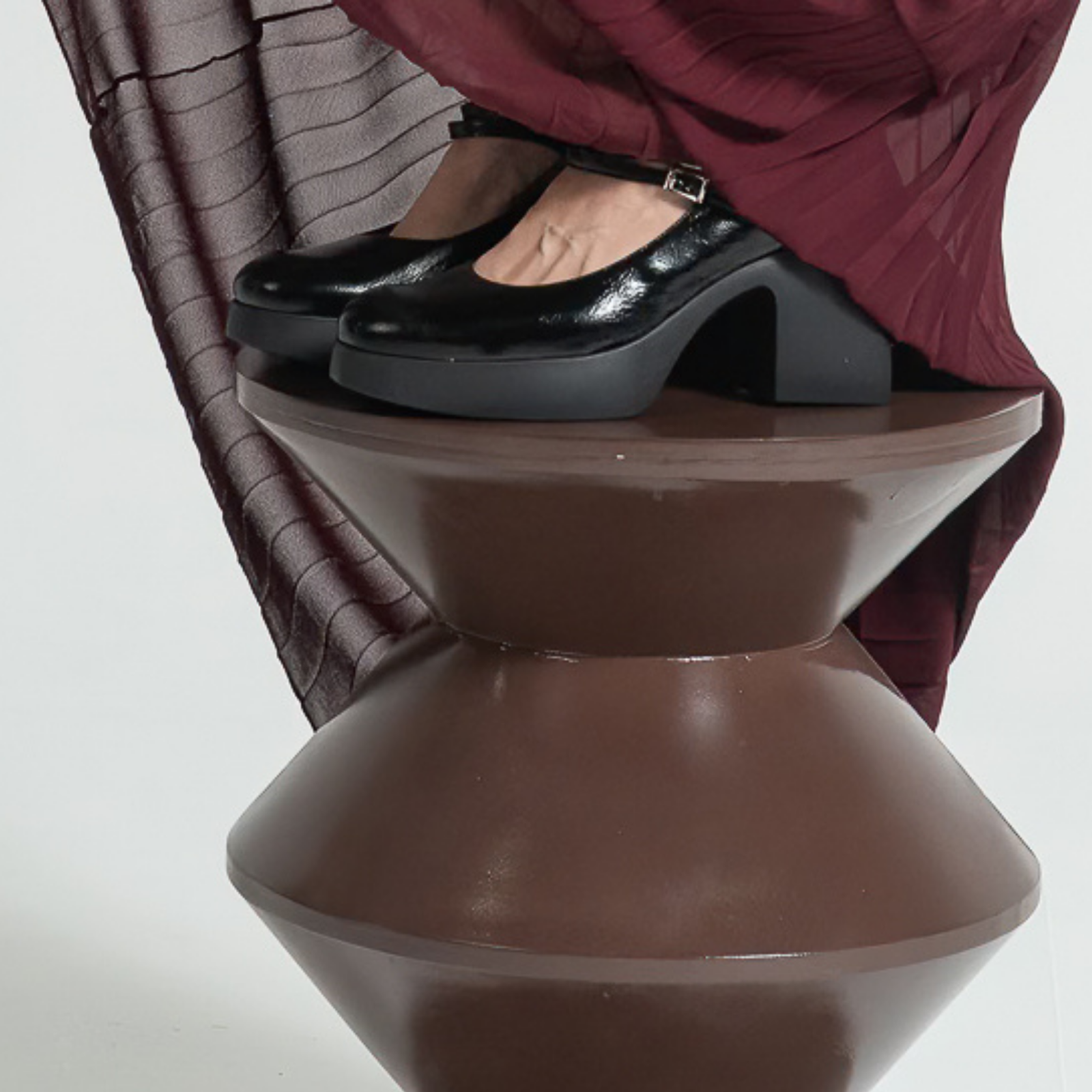 Indira Black Leather Heels