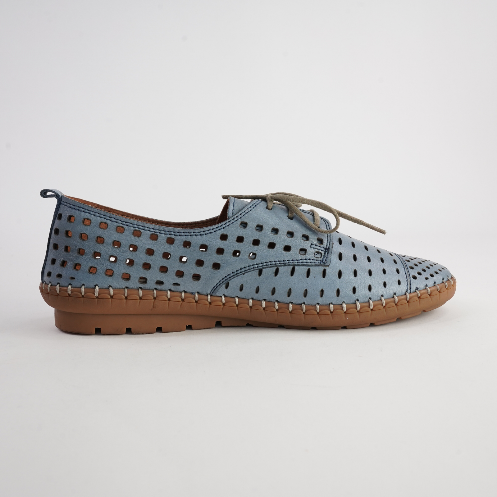 Kroon Denim Leather Lace Up Flats