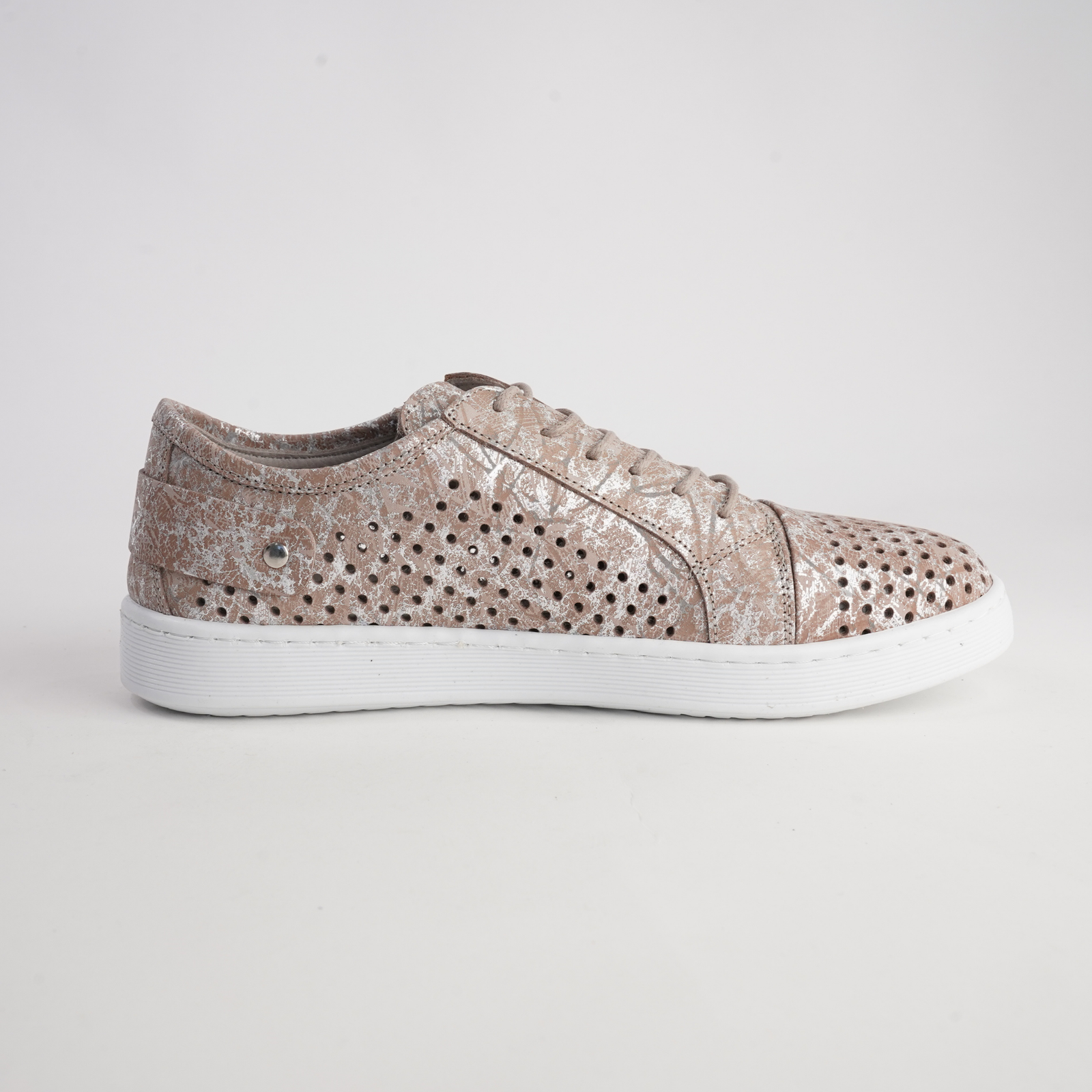 Eg17p Taupe Print Leather Sneakers