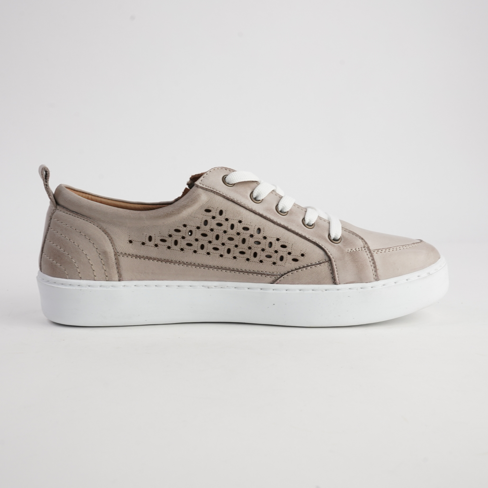 Bella Taupe Leather Sneakers