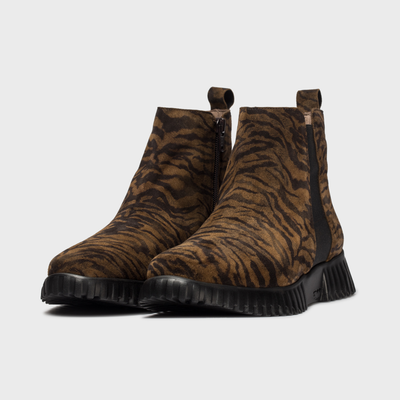 Nexon Zebra Print Leather Ankle Boots