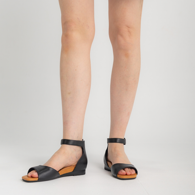 Francis Black Leather Sandals