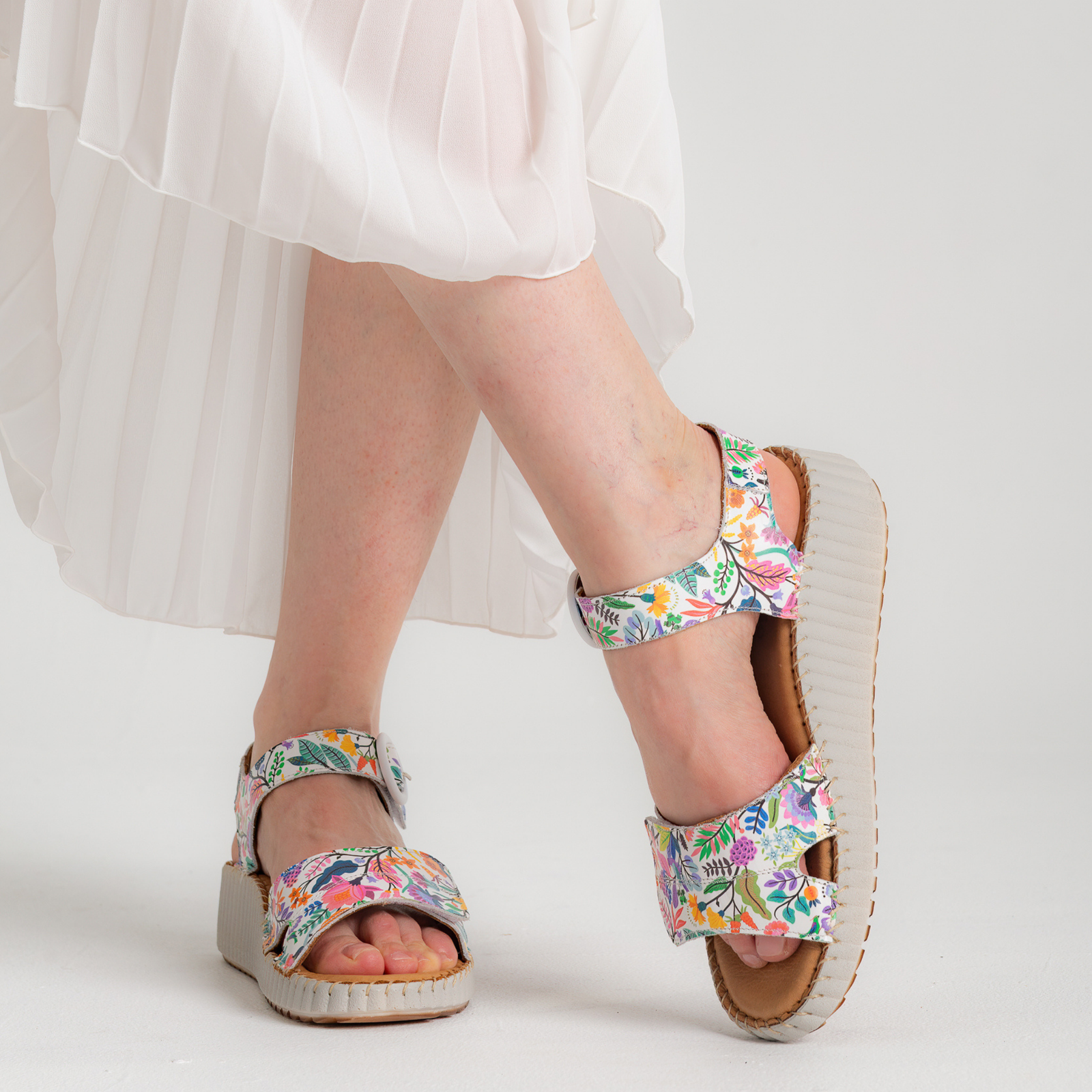 Tina Floral Leather Sandals