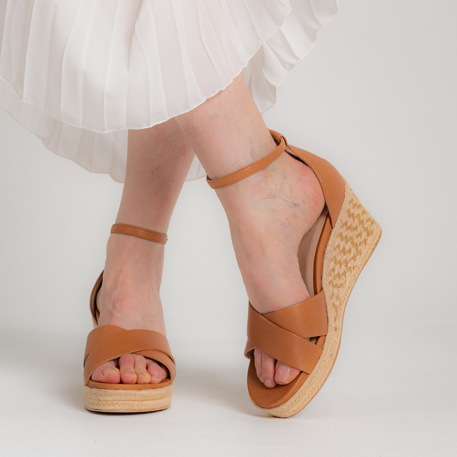 Baker Tan Leather Espadrille Wedges