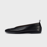 Seamly Negro Leather Ballet Flats