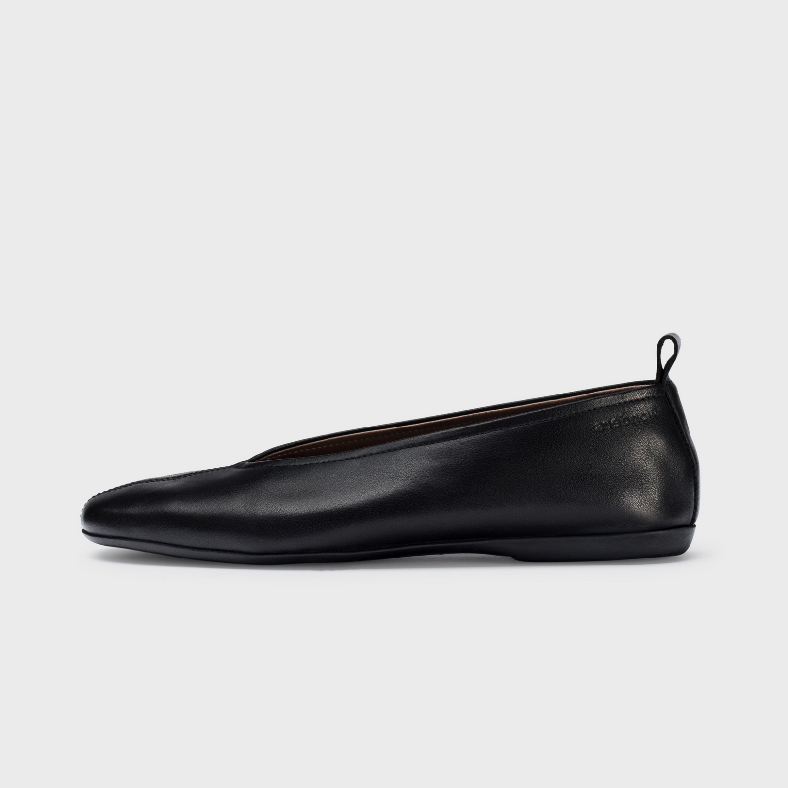 Seamly Negro Leather Ballet Flats