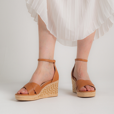 Baker Tan Leather Espadrille Wedges