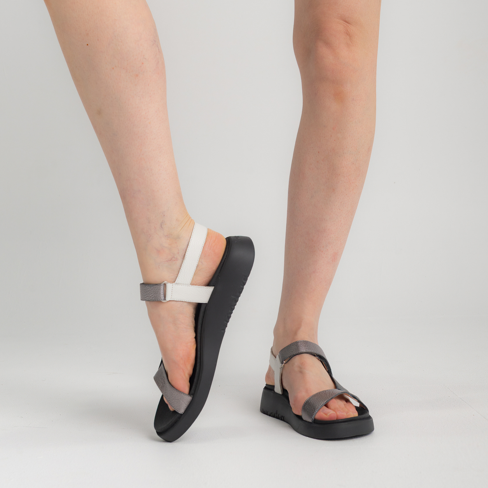 Cami Black Combo Leather Sandals