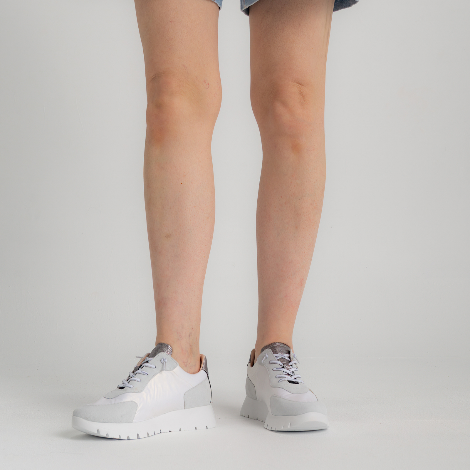 Aubrey White/ Silver Leather Sneakers