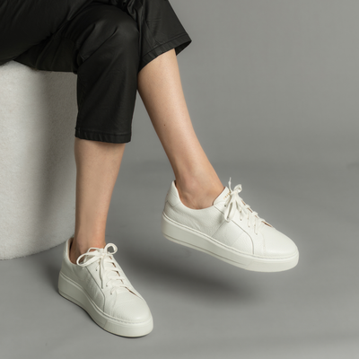 Riley White Tumbled Leather Sneakers