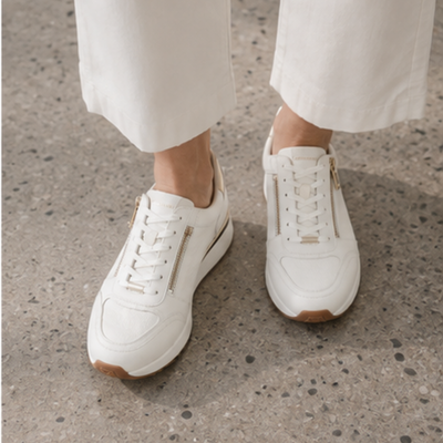 Brooklyn White Gold Leather Sneakers