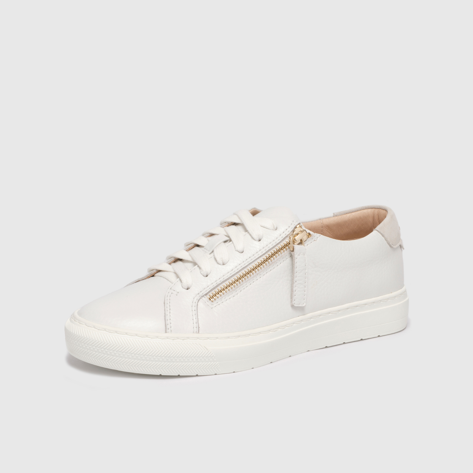 Billie White Tumbled Leather Sneakers