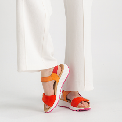 Cora Pumpkin Combi Leather Sandals