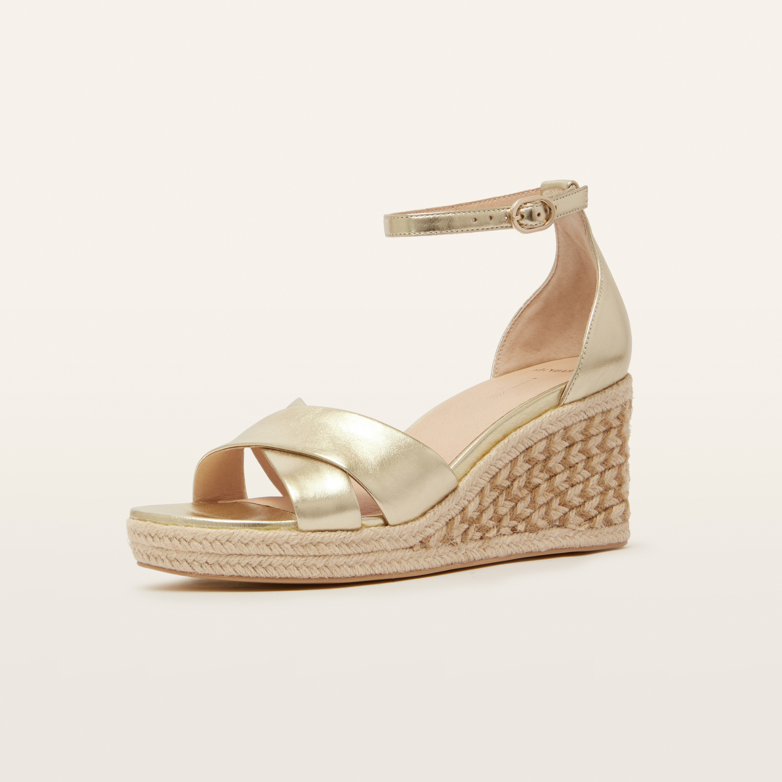 Baker Gold Tumbled Leather Espadrille Wedges
