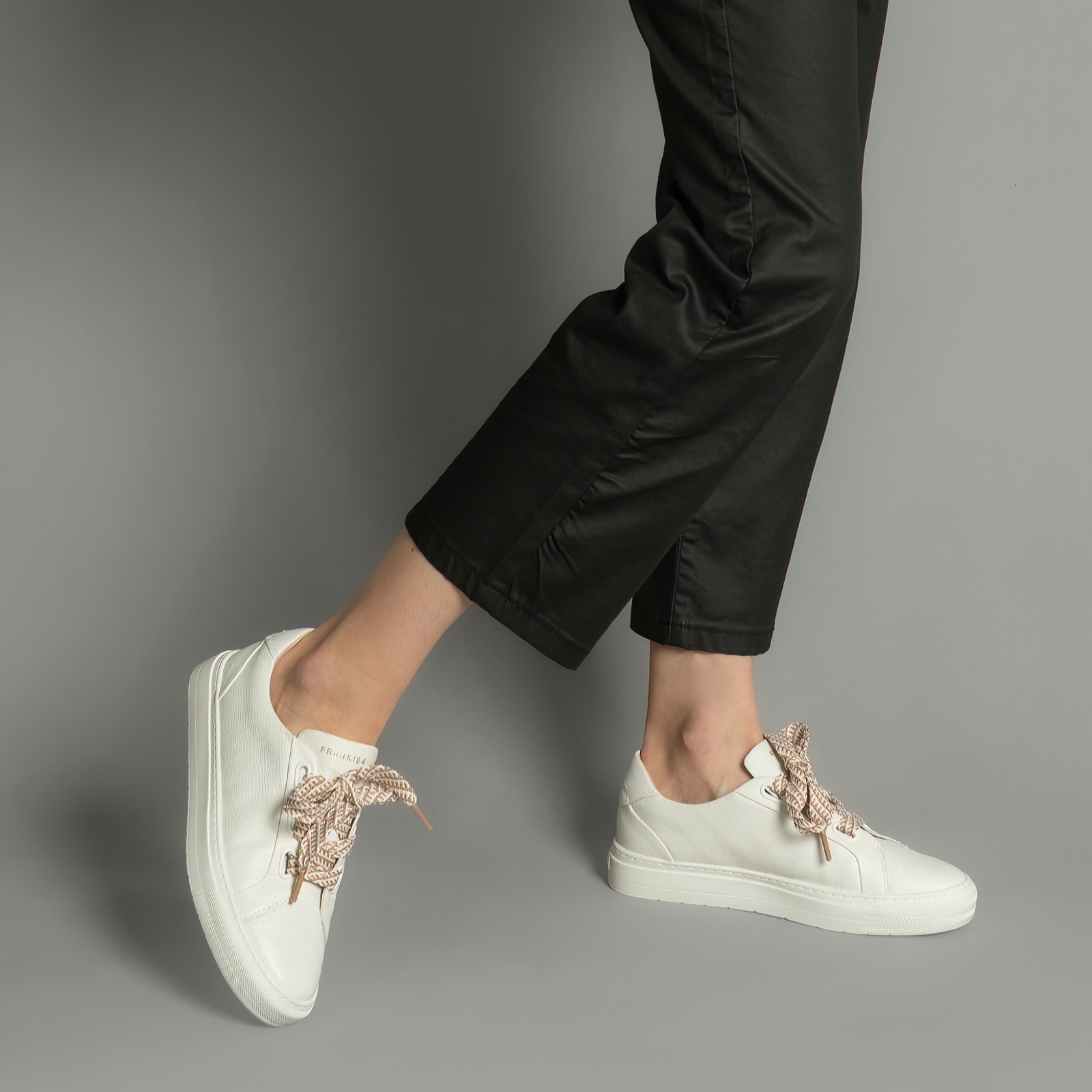 Mya White Tumbled Leather Sneakers