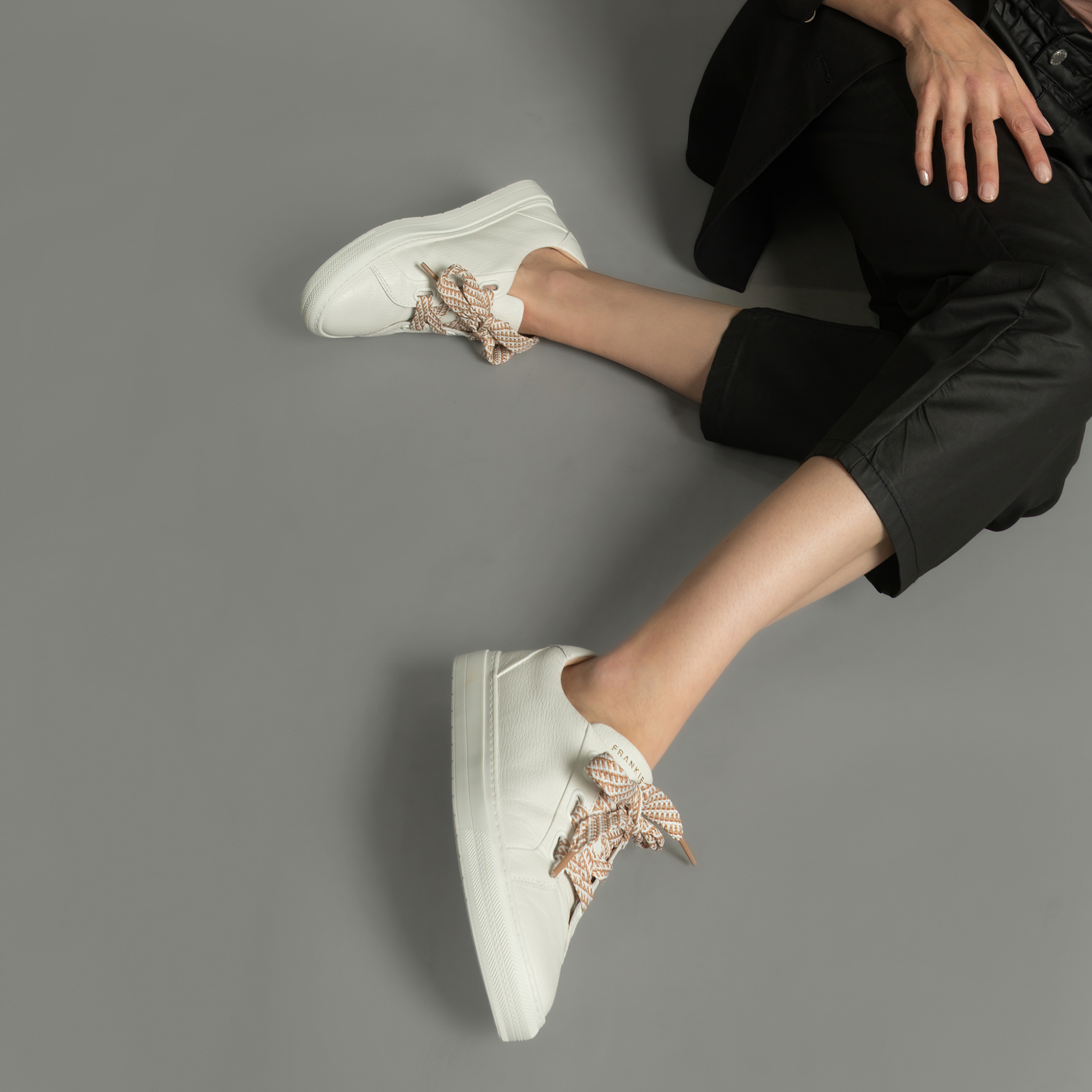 Mya White Tumbled Leather Sneakers