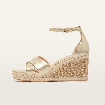 Baker Gold Tumbled Leather Espadrille Wedges