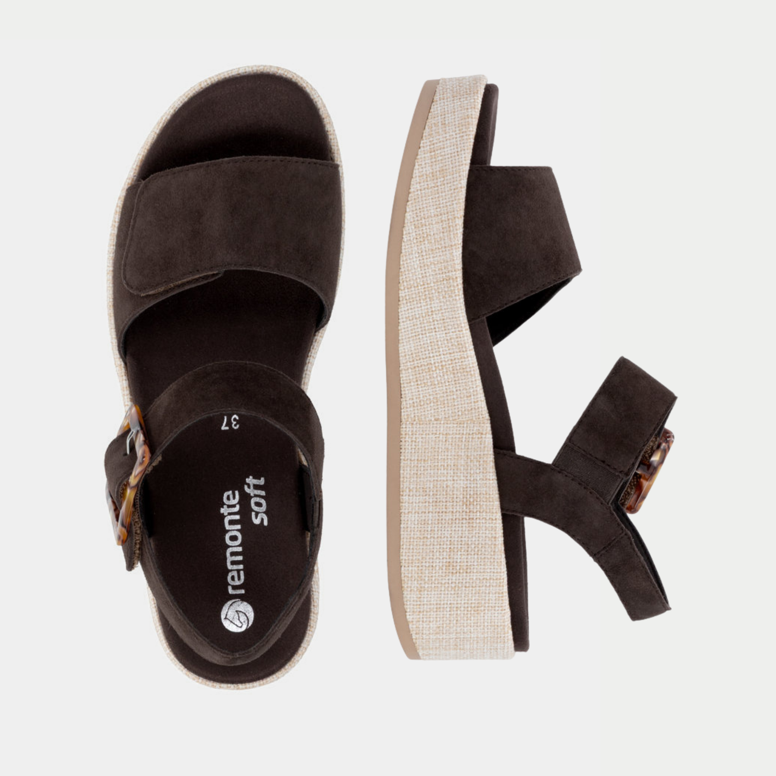 D1N54 Havana Suede Wedge Sandals