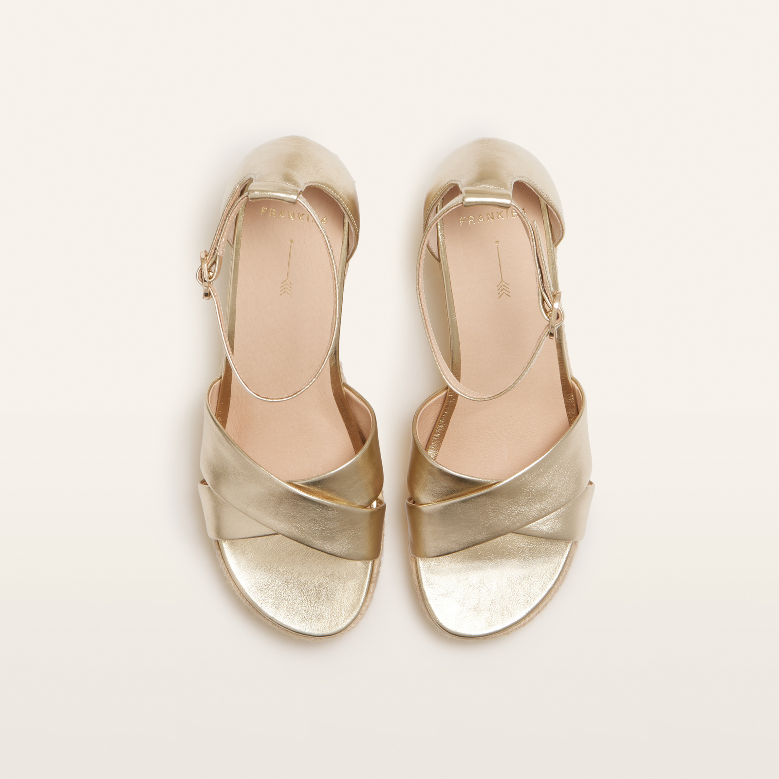 Baker Gold Tumbled Leather Espadrille Wedges