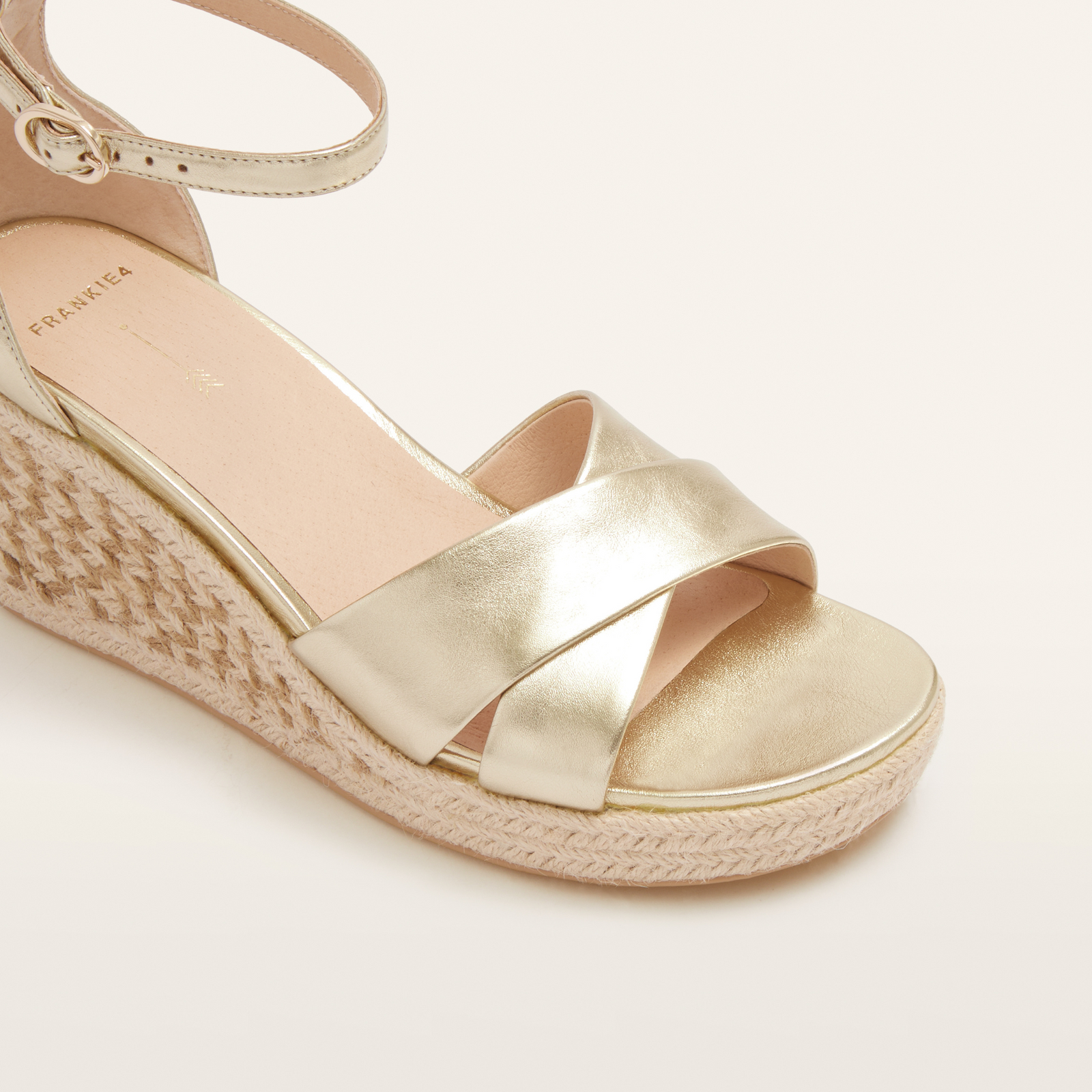 Baker Gold Tumbled Leather Espadrille Wedges